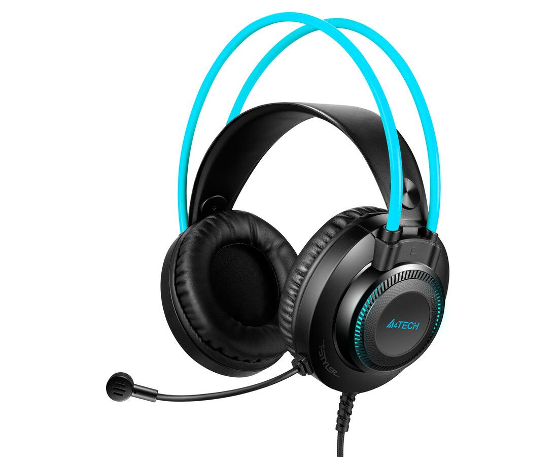 Наушники полноразмерные проводные, с микрофоном A4 TECH Fstyler FH200i, 1,8м (серый синий)
