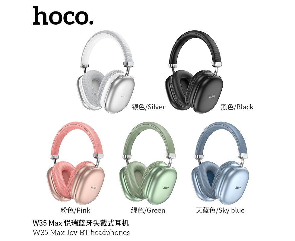 Наушники полноразмерные HOCO W35 Max Joy, bluetooth 5.3, AUX, цвет: серебряный (1/40)