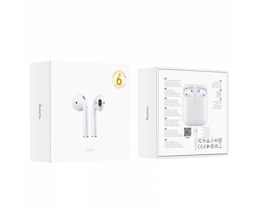 Наушники внутриканальные HOCO EW41, пластик, bluetooth 5.3, микрофон, цвет: белый (1/20/200)