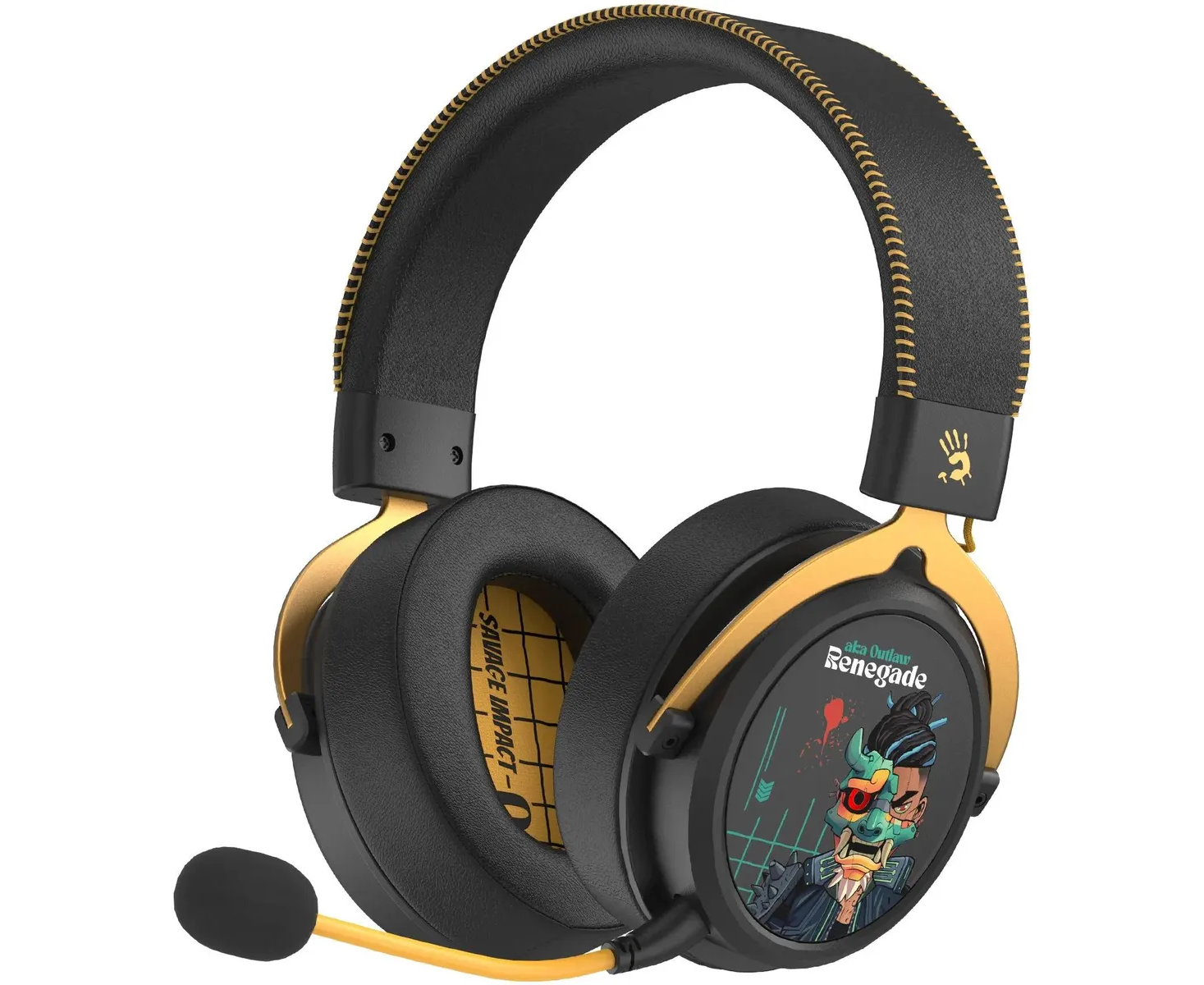 Наушники с микрофоном A4 Tech Bloody MR595 Renegade черный/рисунок мониторные BT/Radio оголовье (MR595)