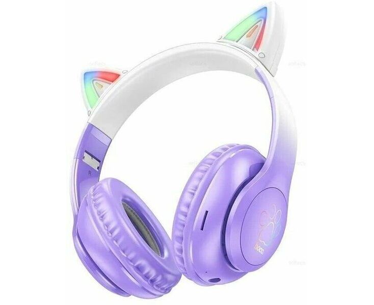 Наушники полноразмерные bluetooth HOCO W42 Cat ears BT headphones (фиолетовый)