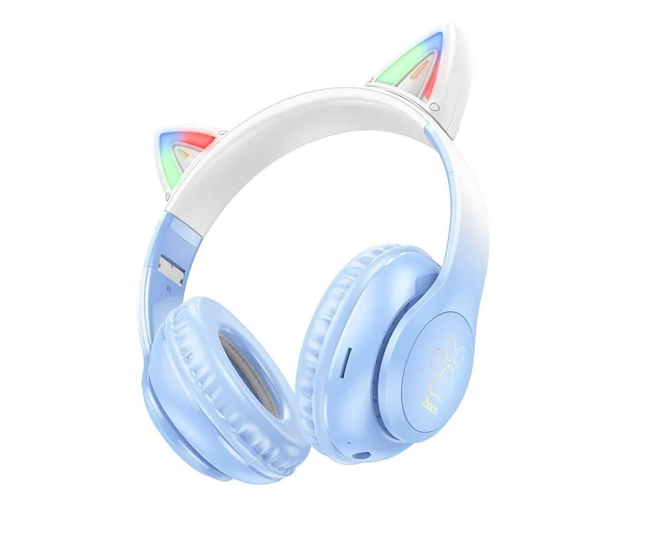 Наушники полноразмерные bluetooth HOCO W42 Cat ears BT headphones (синий)