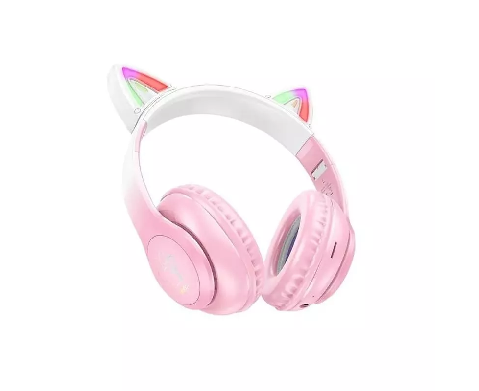 Наушники полноразмерные bluetooth HOCO W42 Cat ears BT headphones (розовый)