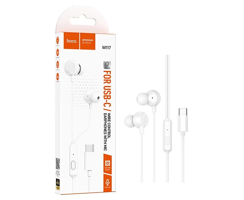 Наушники HOCO M117 Victory universal earphones with microphone White
