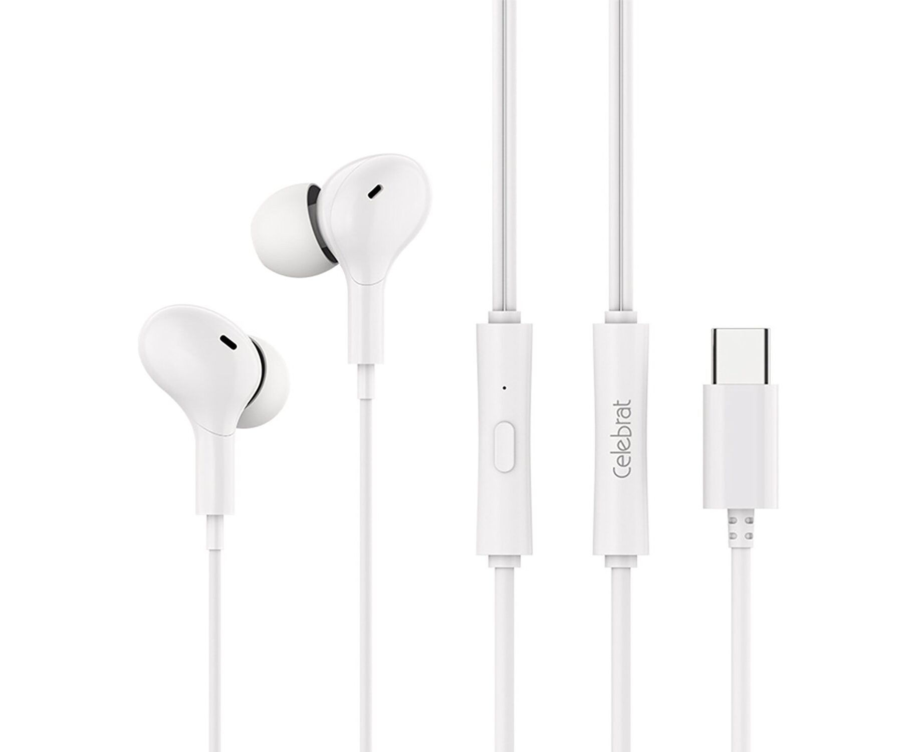 Проводные наушники с микрофоном внутриканальные Celebrat D13 Type-C (white) (243931)