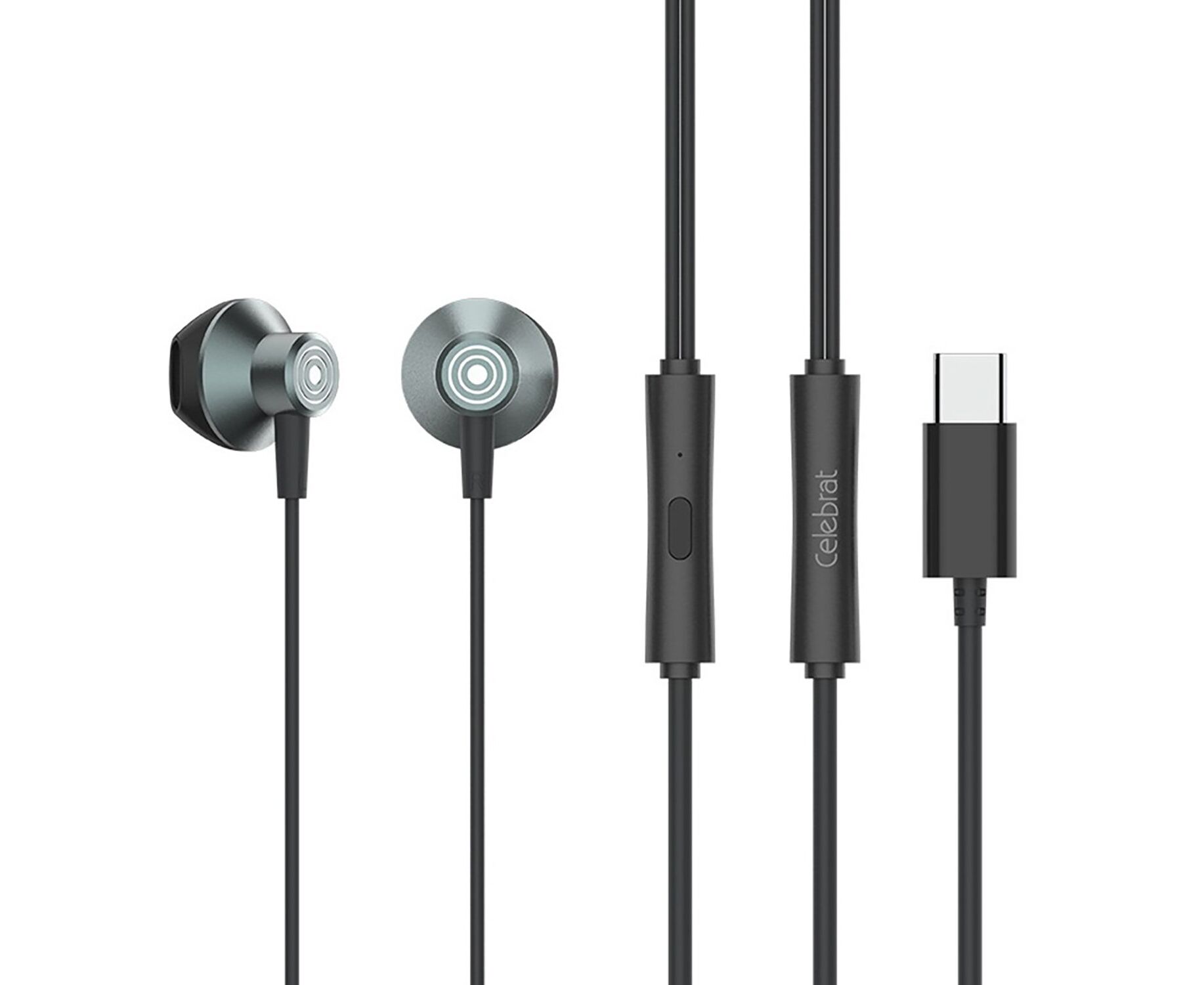Проводные наушники с микрофоном вкладыши Celebrat D14 Type-C (black) (243932)