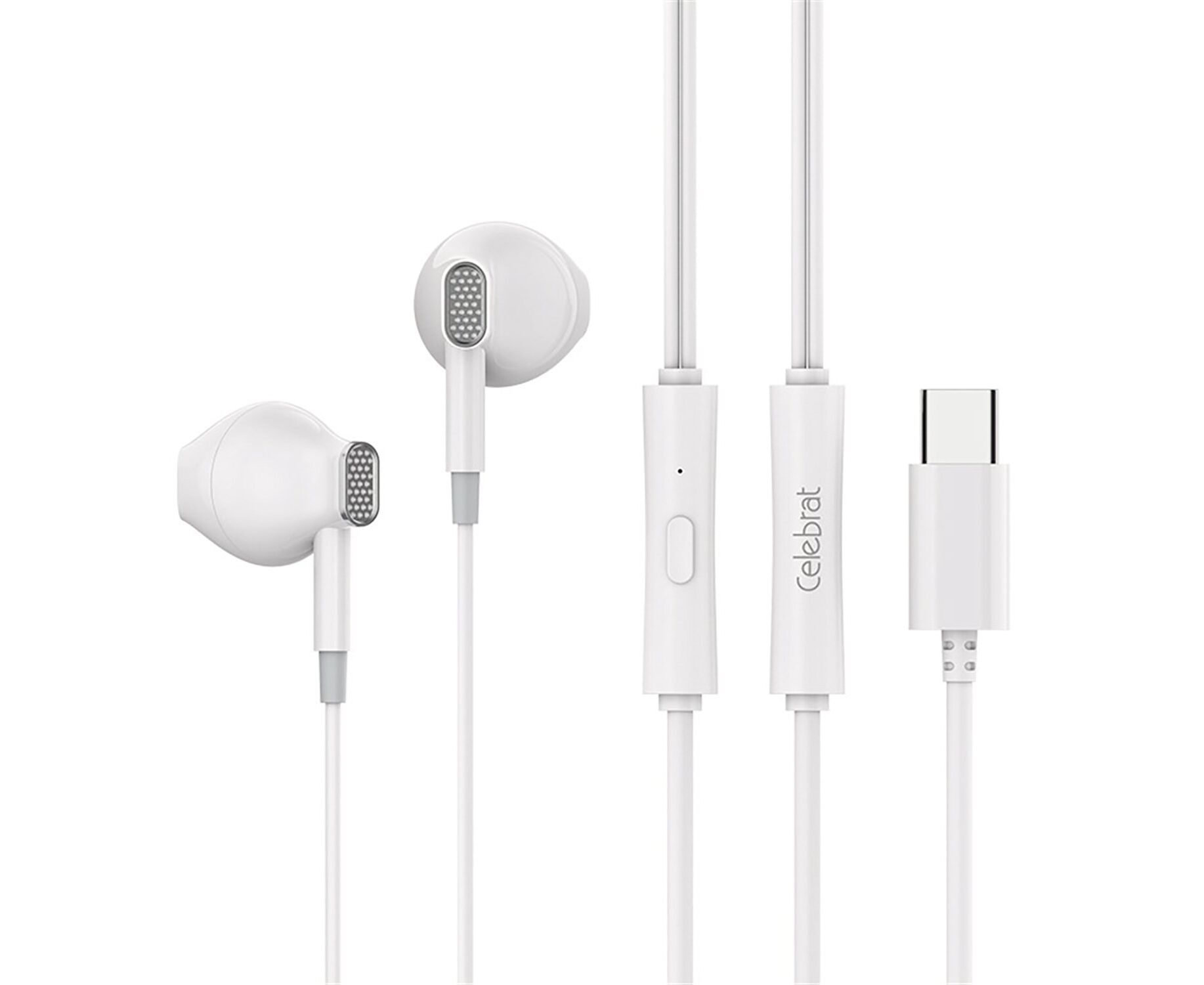 Проводные наушники с микрофоном вкладыши Celebrat D12 Type-C (white) (243929)