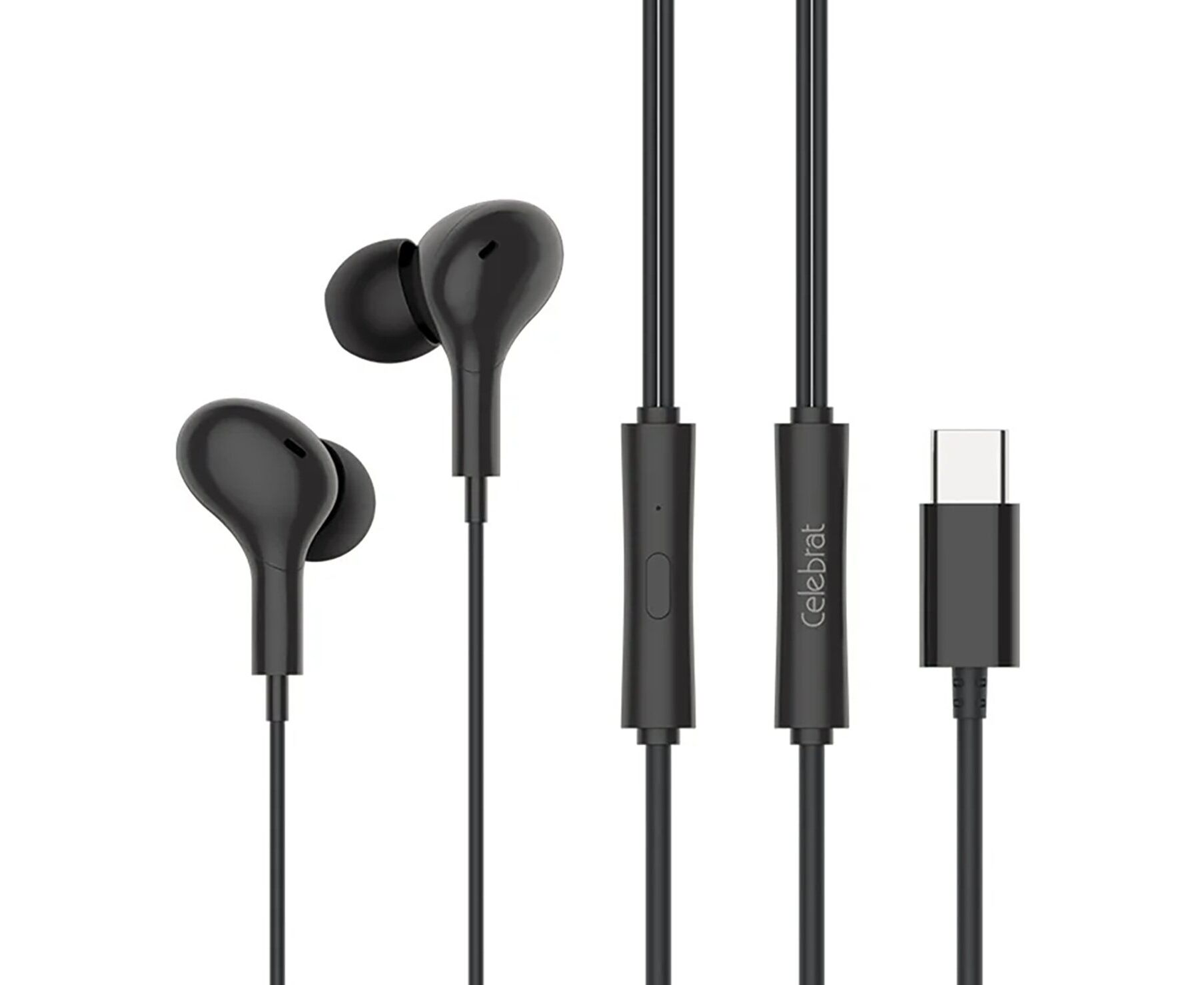 Проводные наушники с микрофоном внутриканальные Celebrat D13 Type-C (black) (243930)