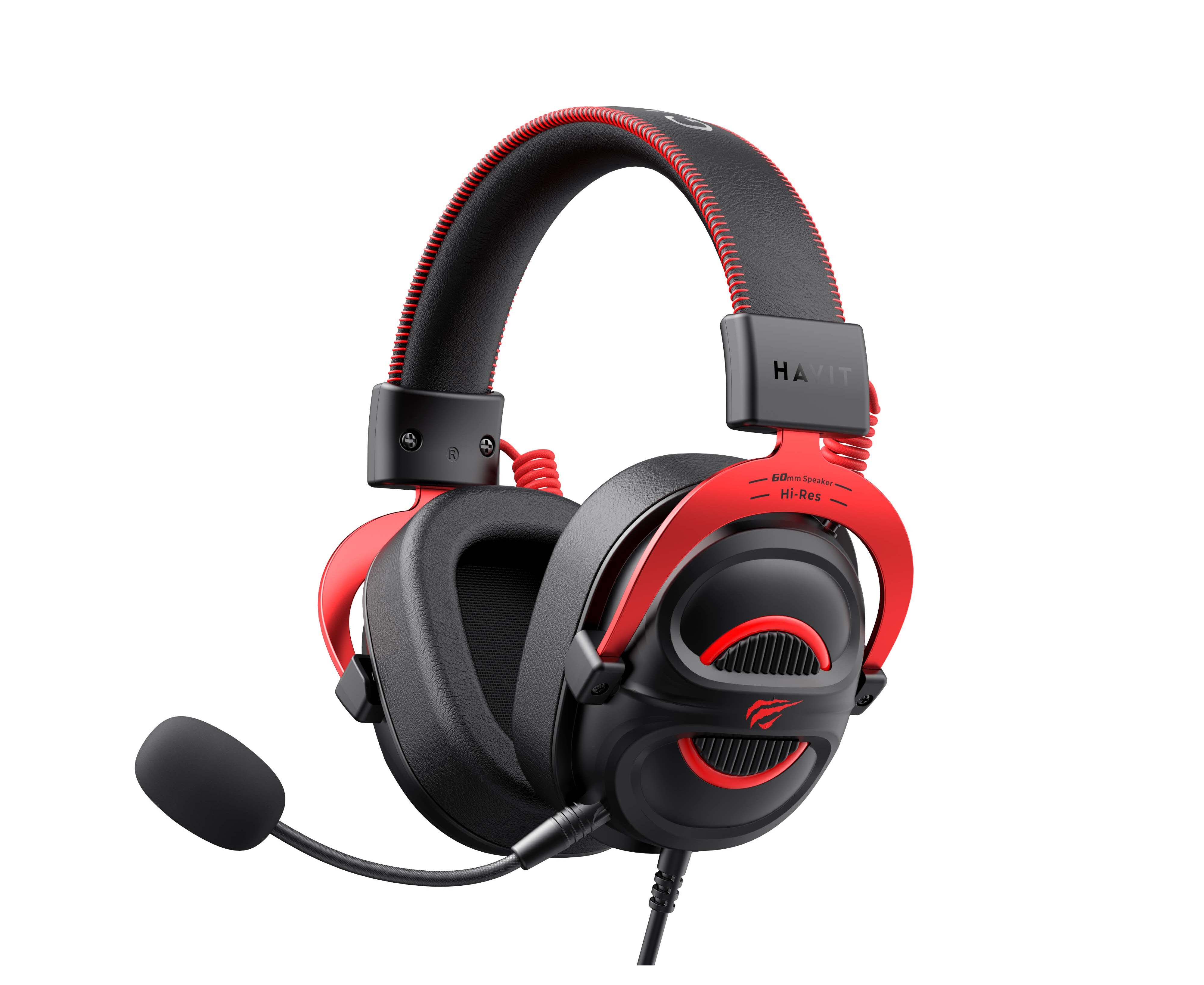 Проводные игровые наушники Havit H2002 E Pro с микрофоном, черный; красный
