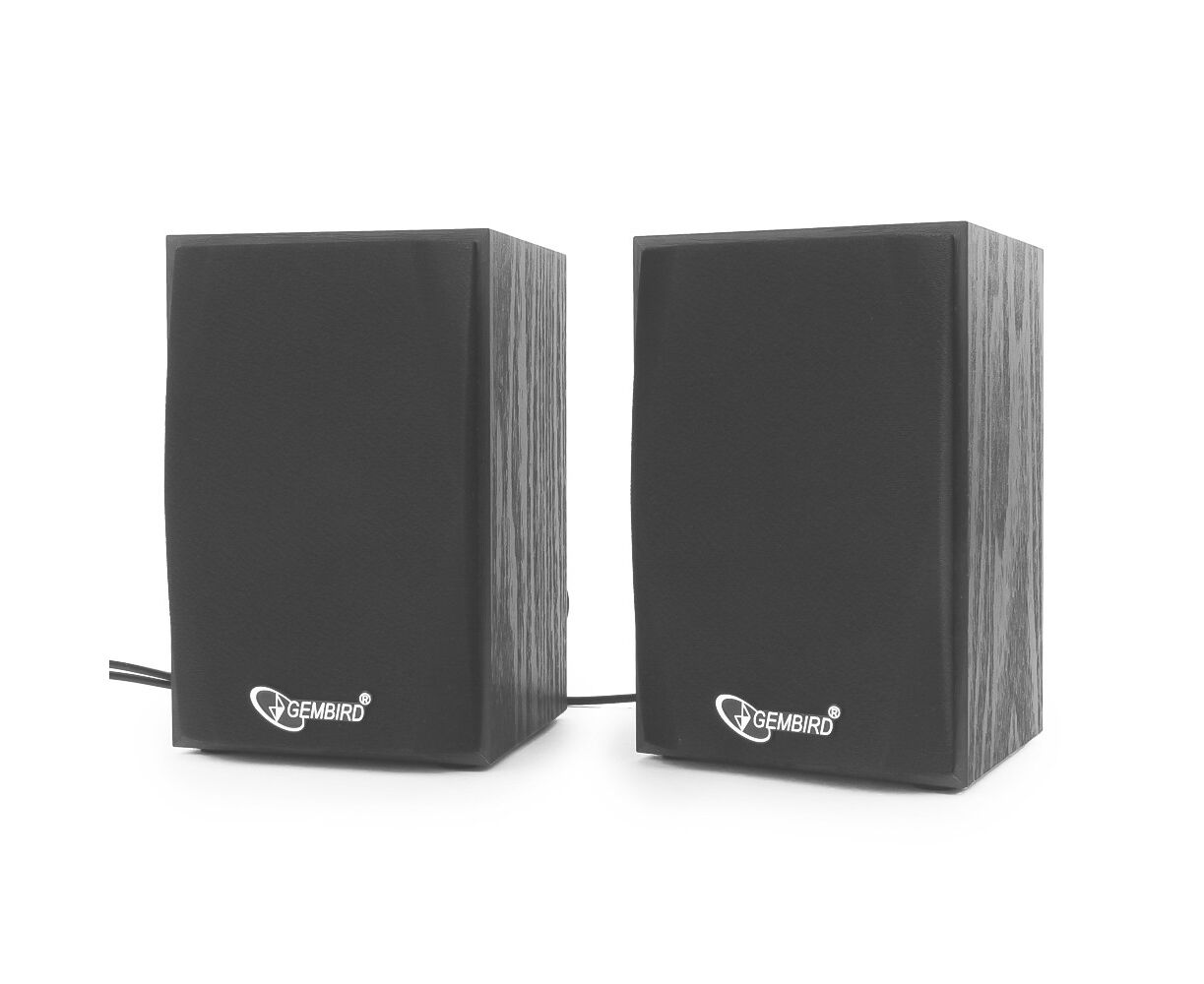 Gembird SPK-201, МДФ, черный ,2х 2,5 Вт, регулятор громкости, USB-питание
