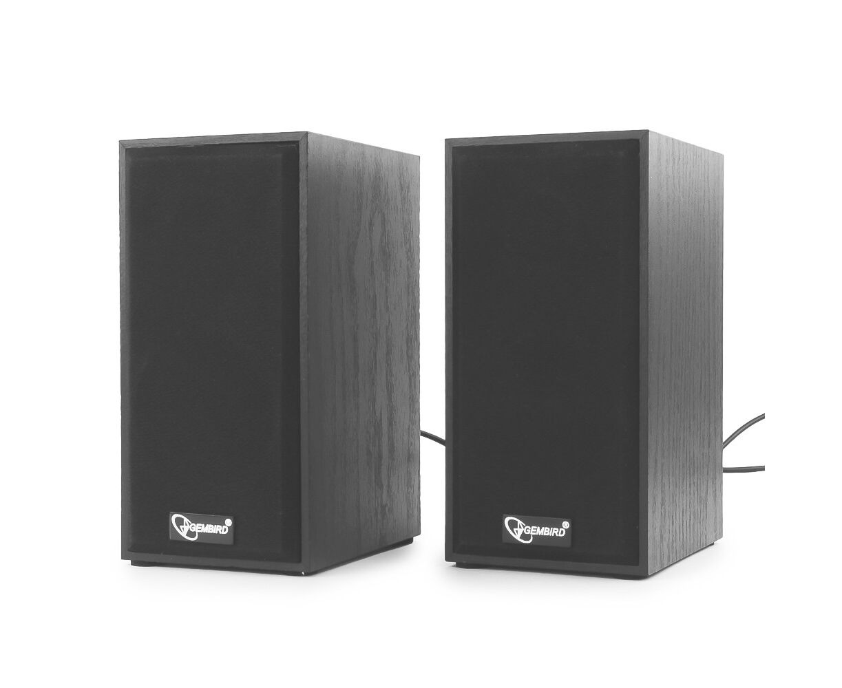 Gembird SPK-203, МДФ, черный ,2х 3 Вт, регулятор громкости, USB-питание
