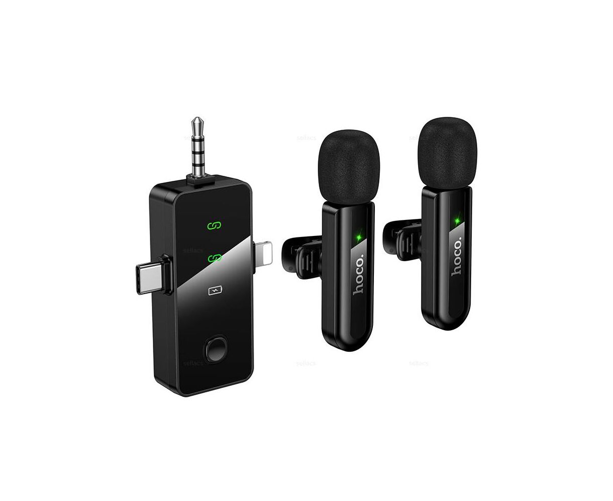 Микрофон HOCO L20 C Fair dual-mic wireless microphone(i P/Type-C/3.5) (черный)