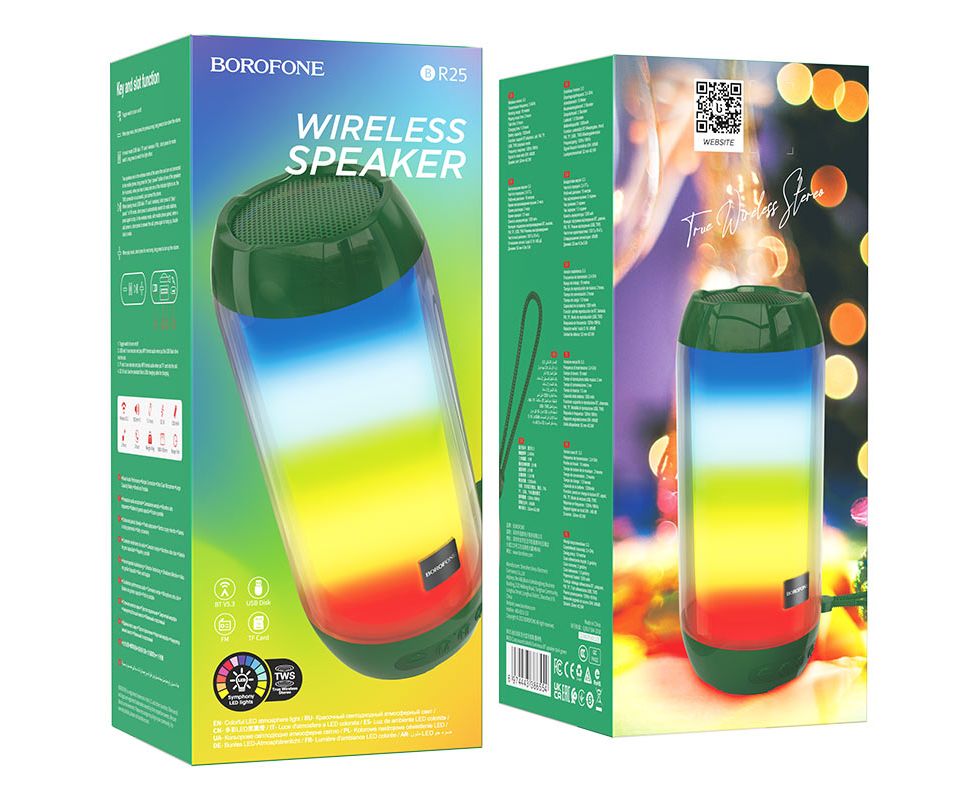 Портативная колонка BOROFONE BR25 Crazy sound colorful luminous BT speaker (темно-зеленый)