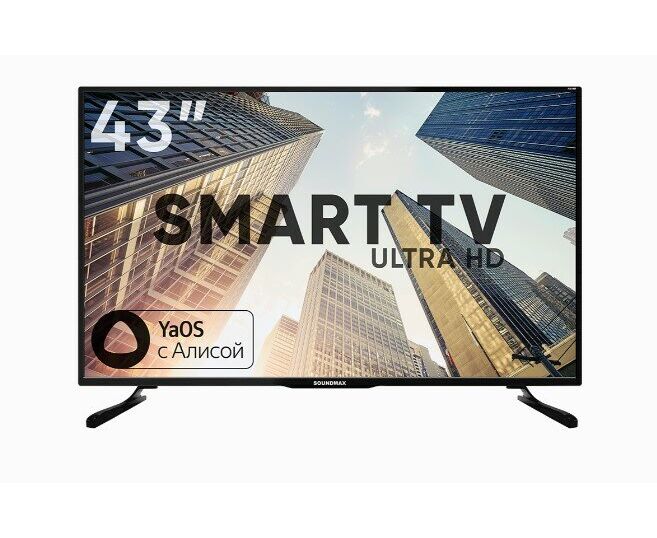 43" Телевизор Soundmax SM-LED43 M03 SU черный 3840x2160, 4 K Ultra HD, 60 Гц, Wi-Fi, Smart TV, Яндекс TV