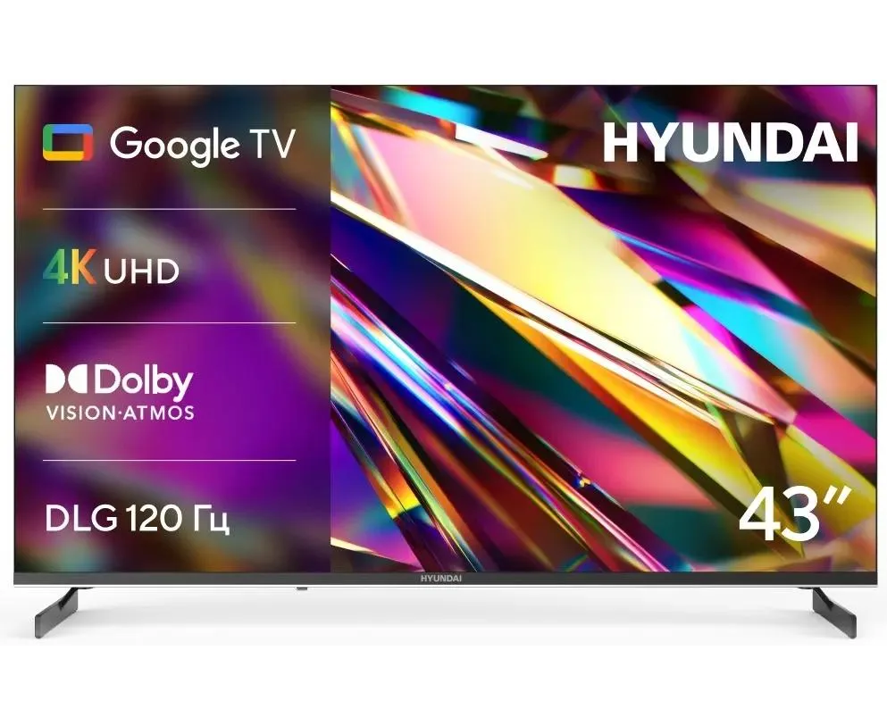 43" Телевизор Hyundai H-LED43 BU7011 черный 3840x2160, 4 K Ultra HD, 60 Гц, Wi-Fi, Smart TV, Google TV