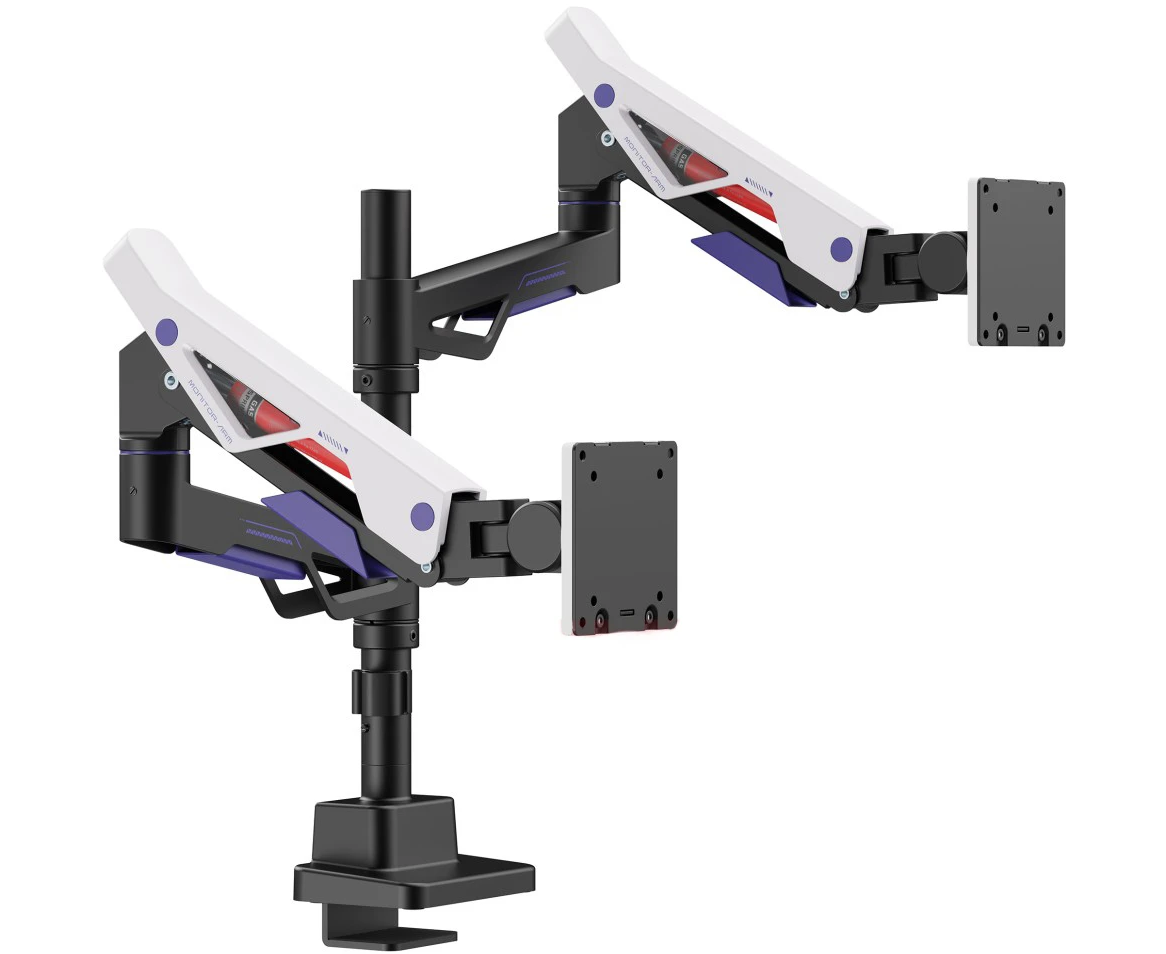 Кронштейн для мониторов Ultramounts UM742 BW черный/белый 24"-57" макс.27кг крепление к столешнице поворот и наклон