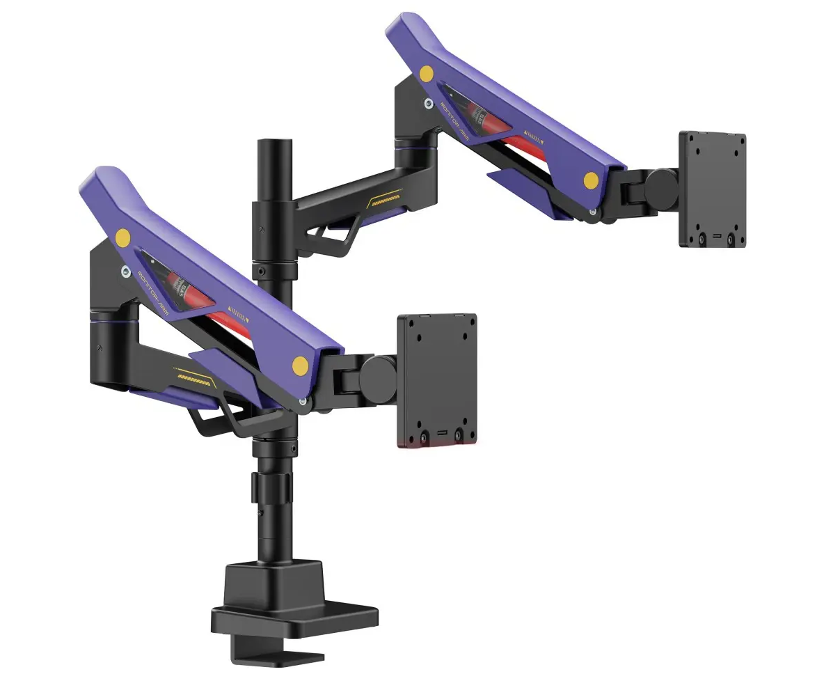 Кронштейн для мониторов Ultramounts UM742 BP черный/фиолетовый 24"-57" макс.27кг крепление к столешнице поворот и наклон