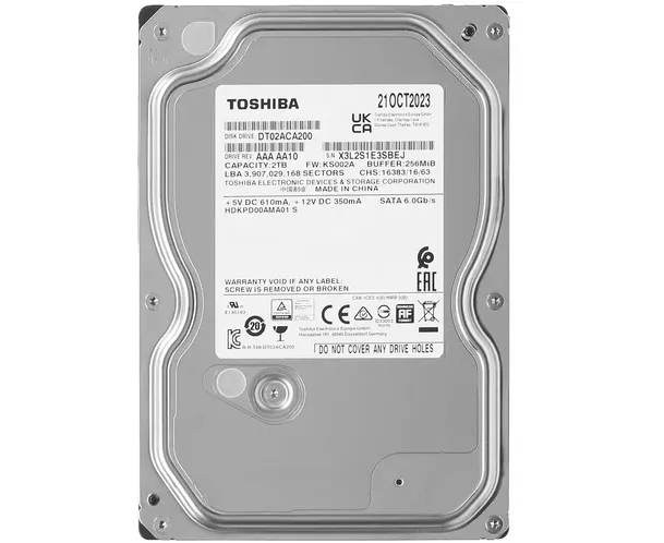 HDD Toshiba DT02 ACA200 2 TB SATA 6.0 Gb/s, 7200 rpm, 256 Mb buffer, 3.5"
