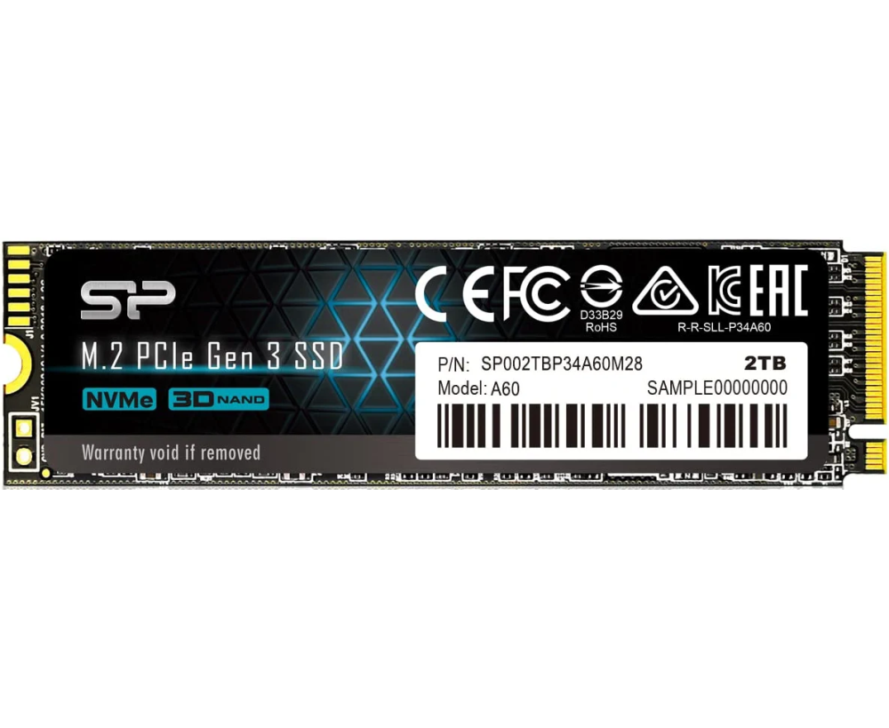 SSD Silicon Power P34 A60 SP002 TBP34 A60 M28 2 TB, M.2 2280, PCI-E 3x4 R/W - 2200/1600 MB/s