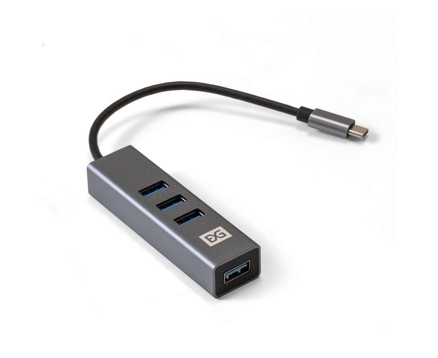 USB-Хаб (концентратор) Exe Gate DUB-4 TC EX293987 RUS (кабель-адаптер USB Type C - 4x USB3.0, Plug Play, серебристый)