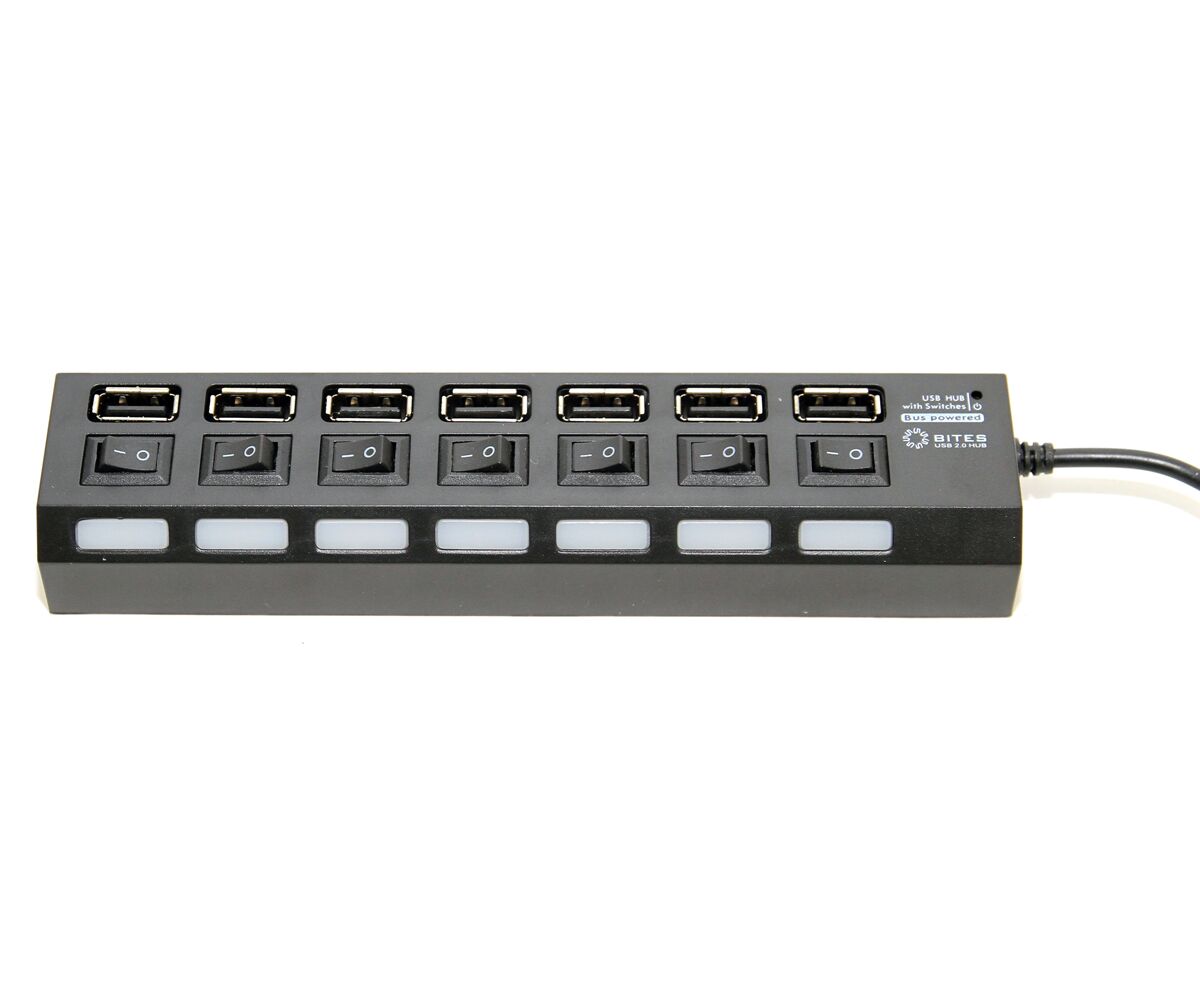 Концентратор 5bites HB27-203 PBK 7*USB2.0/БП 5 В-2 А/1 M/Black