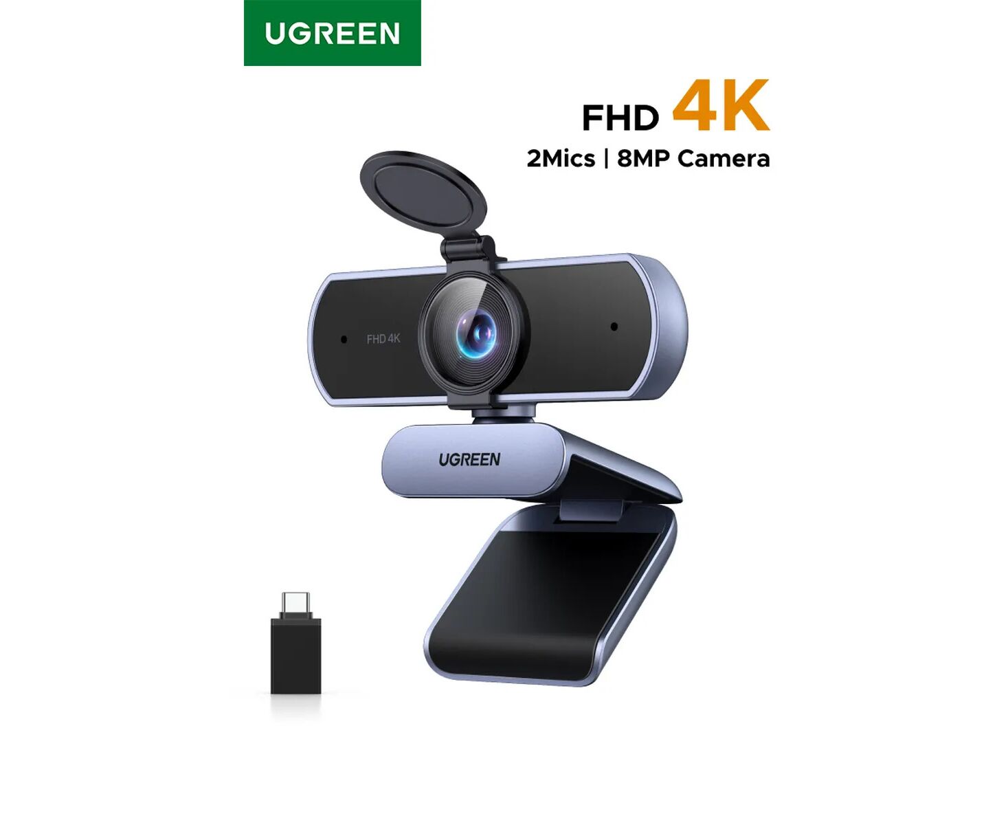 Web-камера UGREEN CM831 (65381) 4 K Ultra HD USB-C USB-A Web Camera 1080 P with Microphone серый космос