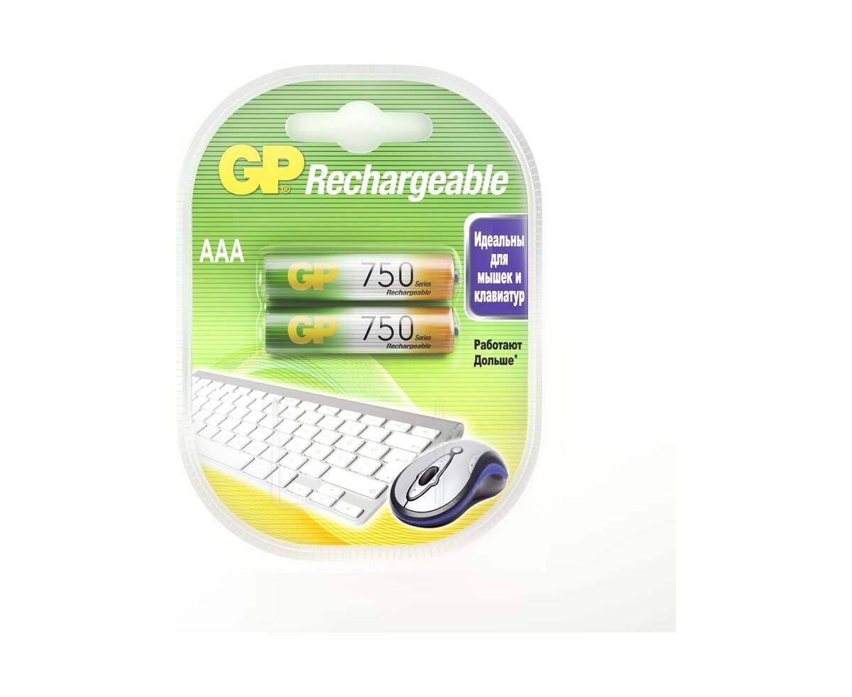 Аккумулятор GP Rechargeable 75 AAAHC-2 DECRC2 AAA, 1.2 V 750 м А·ч, 2 шт.