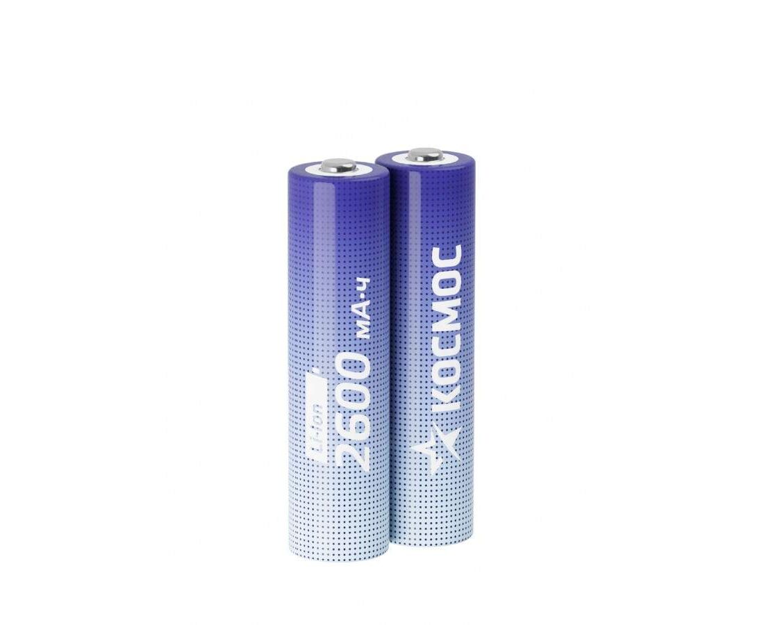 Аккумулятор КОСМОС 18650 Li-ion2600 m Ah без защиты, 2 шт шринк (2/200)