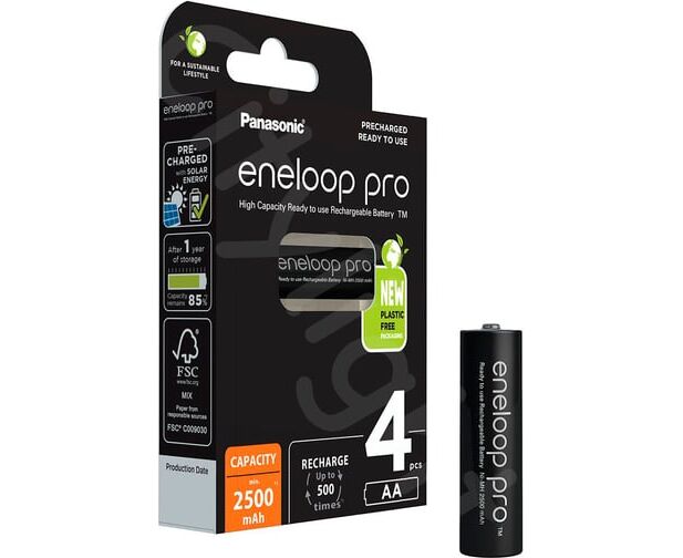Аккумулятор PANASONIC R6 eneloop pro BK-3 HCDE/4 BE (2500m Ah) (4 бл)