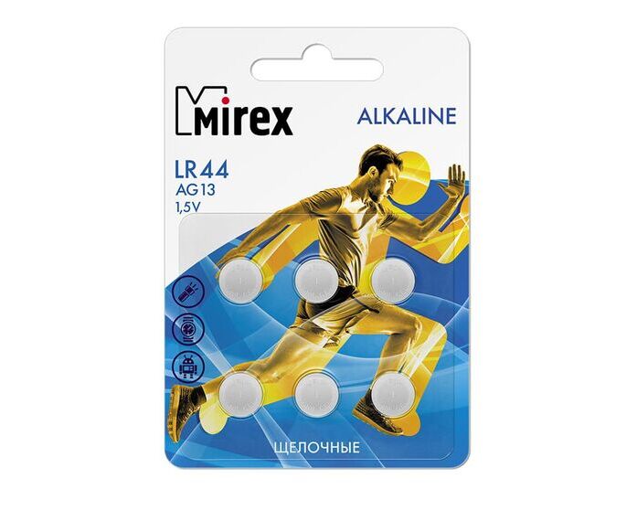Батарейка Mirex AG2-LR726-6 BL Alkaline (23702-LR726-E6) (6/216/648)