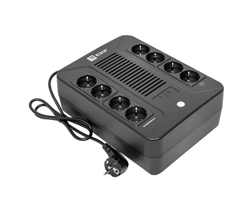 ИБП EKF SSW-1000 E-Power Home 1000 ВА, 600 Вт, 8х Schuko, USB, RJ45