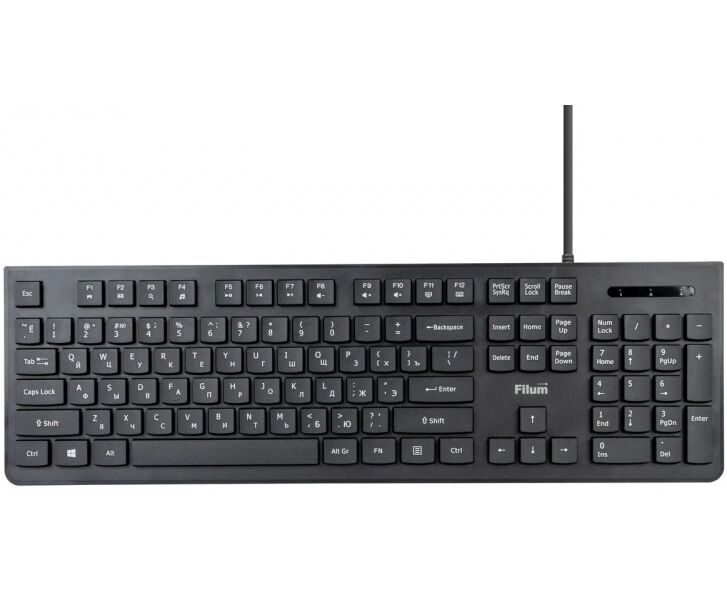 Клавиатура Filum FL-KB20-BK USB 104 кл, мембранная, черная, Windows XP/Vista/7/8/10, Mac OS