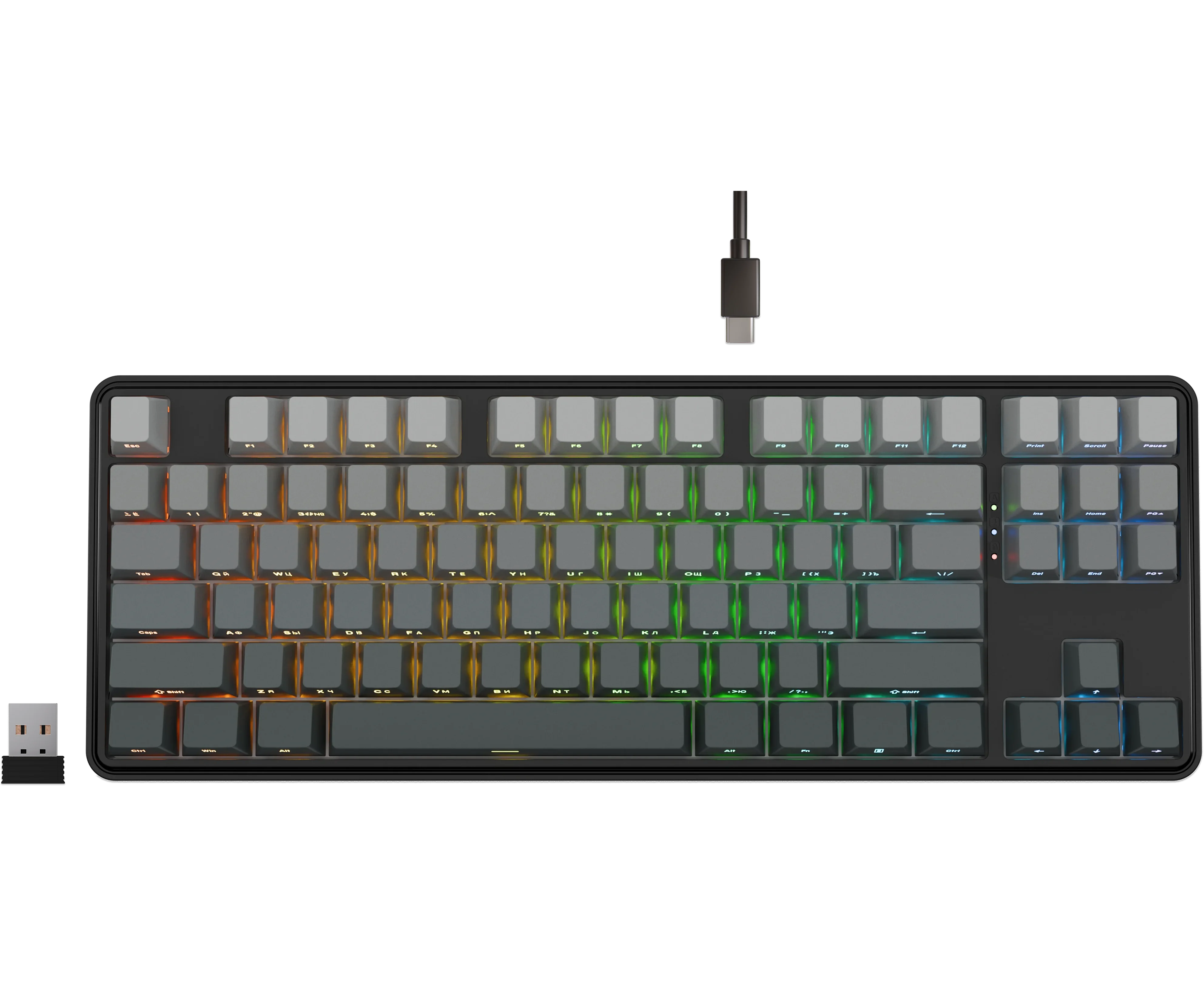 Клавиатура беспроводная REDRAGON Star Blade Pro RU, RGB, BT+2.4 G, черн-сер (72653)