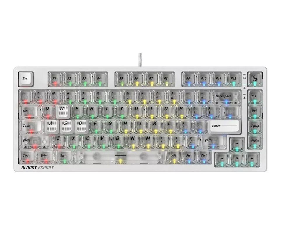 Клавиатура A4 Tech MS76 белый USB Multimedia for gamer LED