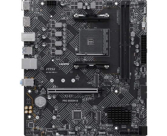 Материнская плата MSI Pro B550 M-B Soc-AM4 AMD B550 2x DDR4 m ATX AC`97 8ch(7.1) Gb LAN RAID+HDMI+DP