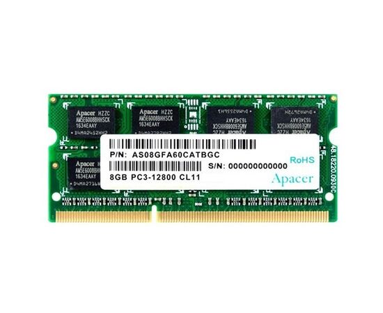 RAM SO-DIMM 8 GB DDR3-1600 PC3-12800 Apacer, CL11, LV 1.5 V, retail (AS08 GFA60 CATBGC/DS.08 G2 K.KAM)