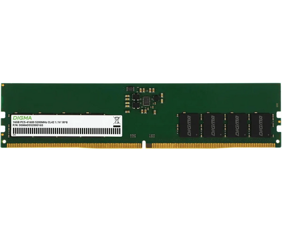 ОЗУ Digma DGMAD55200016 S DDR5 16 GB 5200 M Hz RTL PC5-41600 CL42 DIMM 288-pin 1.1 В single rank Ret