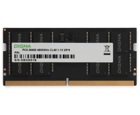ОЗУ Digma DGMAS54800016 S DDR5 16 GB 4800 M Hz RTL PC5-38400 CL40 SO-DIMM 262-pin 1.1 В single rank Ret