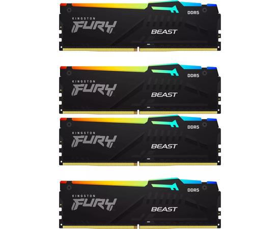 ОЗУ Kingston Fury Beast Black RGB KF556 C40 BBAK4-128 DDR5 4x32 GB 5600 M Hz RTL Gaming PC5-44800 CL40 DIMM 288-pin 1.25 В dual rank с радиатором Ret