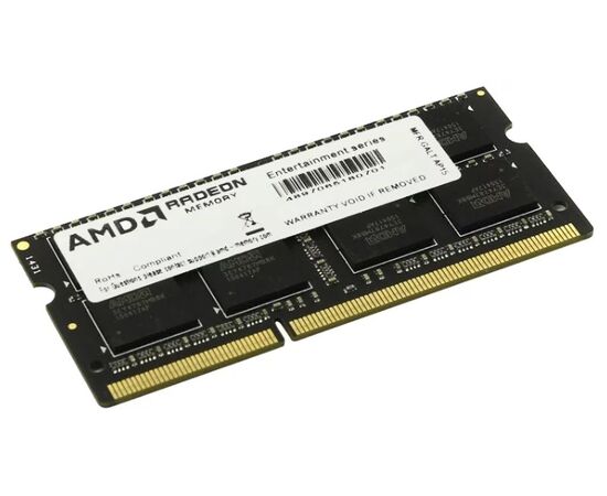 ОЗУ AMD Radeon R5 Entertainment Series Black(R538 G1601 S2 SL-U) 8 GB DDR3 L 1600 SO DIMM Non-ECC, CL11, 1.35 V, Retail