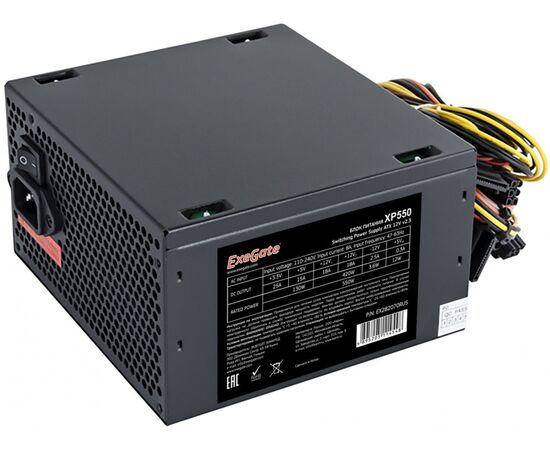 Блок питания Exegate EX282070 RUS 550 W Exegate XP550, ATX, black, 12cm fan, 24p+4p, 6/8p PCI-E, 3x SATA, 2x IDE, FDD