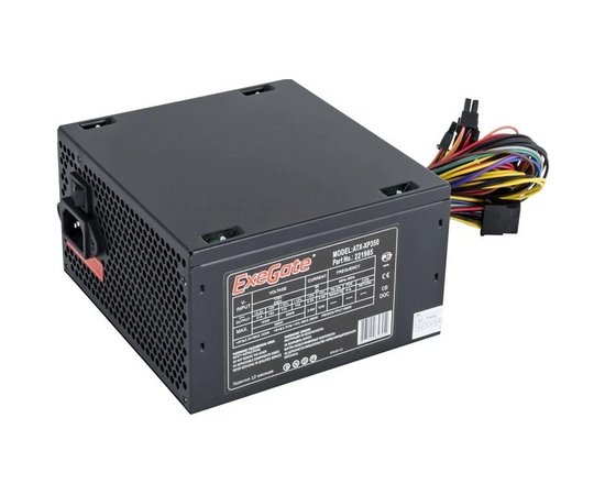 Блок питания Exegate XP350 EX221985 RUS-PC 350 W (ATX, PC, 12cm fan, 24pin, 4pin, 3x SATA, 2x IDE, black, кабель 220 V в комплекте)