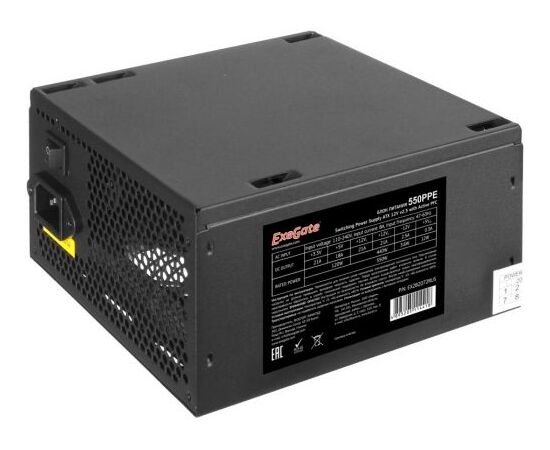 Блок питания Exe Gate 550 W 550 PPE, ATX, PC, black, APFC, 12cm, 24p+(4+4)p PCI-E, 3x IDE, 5x SATA, FDD + кабель 220 V в комплекте