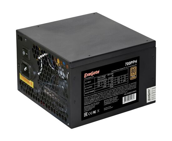 Блок питания Exe Gate 700 PPH-OEM EX282154 RUS-OEM-S 700 W (ATX, APFC, SC, КПД 89% (80 PLUS Bronze), 12cm fan, 24pin, 2x(4+4)pin, 4x PCI-E, 8x SATA, 4x IDE