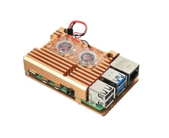 Корпус ACD RA504 Gold Metal Aluminum Case with Double Fans for Raspberry Pi 4 B
