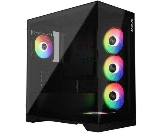 Корпус XPG Invader X Black (INVADERXMT-BKCWW) Mid-Tower Gaming ATX PC Case with Panoramic View, Tempered Glass Panels, and RGB Lighting Black