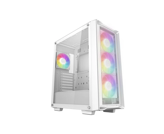 Корпус Deepcool CC560 Mesh V2 WH без БП, боковое окно (закаленное стекло), 3x120мм ARGB LED вентилятор спереди и 1x120мм ARGB LED вентилятор сзади