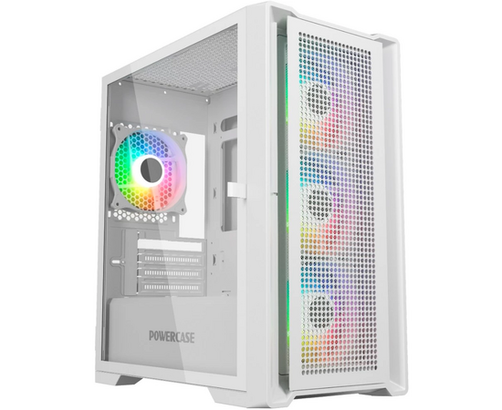 Корпус Powercase Alisio Micro X4 W V2 (CAMCXW-A4), Tempered Glass, 4х 120mm ARGB fans, ARGB HUB, белый, m ATX