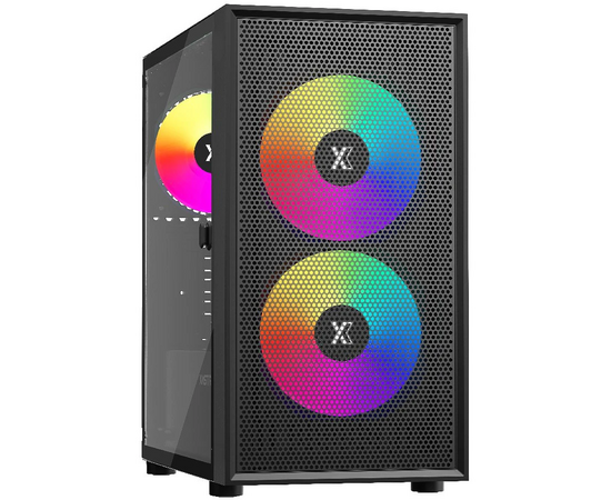 Корпус XASTRA A305 M 3 ARGB Black (A305 M-2 FC14 A-1 FC12 A-D) m ATX/Mesh tempered glass 2x140mm + 1x120mm ARGB PWM fans Door