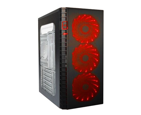 Игровой корпус: De Tech C3131 S USB 2.0 Red Прозрачная боковая панель